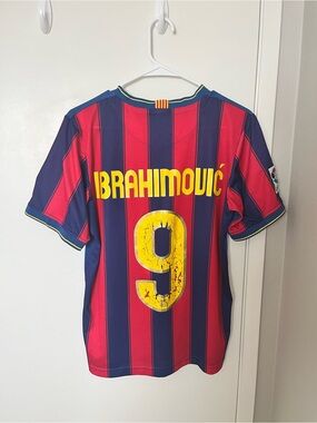 Barcelona Zlatan Ibrahimovic #9 Soccer Jersey Youth L Retired 2009-10 Home Shirt